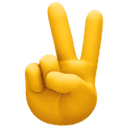 Yellow hand emoji, in a 3D style, with two fingers up, like a cool greeting gesture.